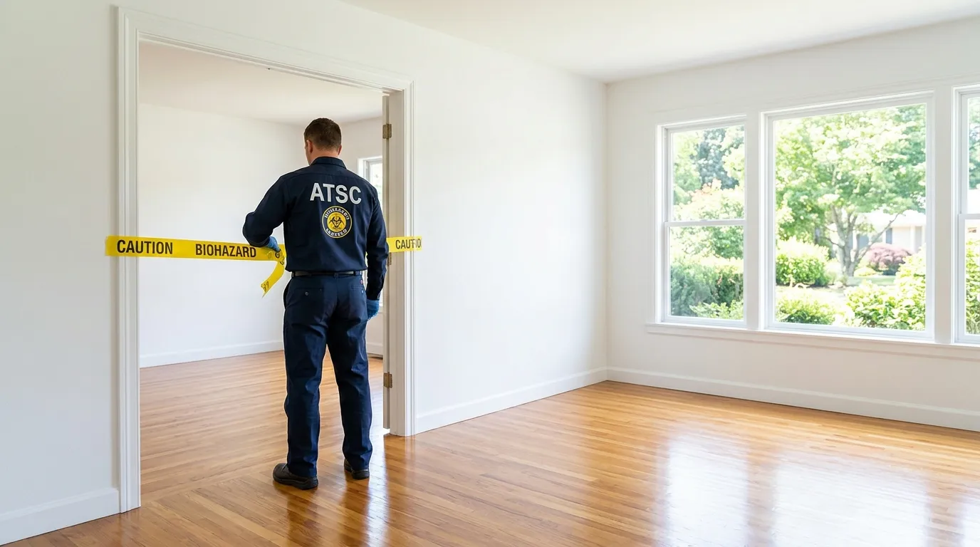 Certified biohazard cleanup crew performing Trauma Scene Cleanup in Mercedes